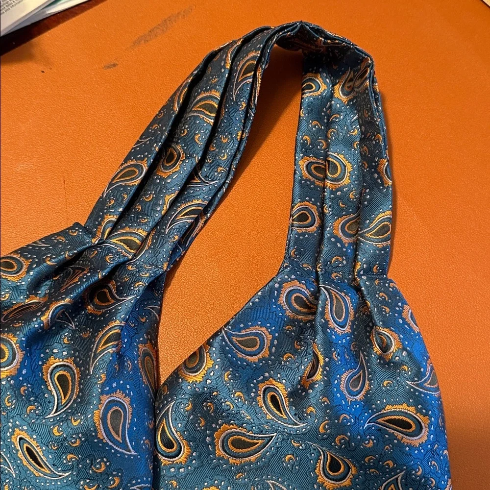 Men's Paisley Ascot Cravat - Blue and Orange